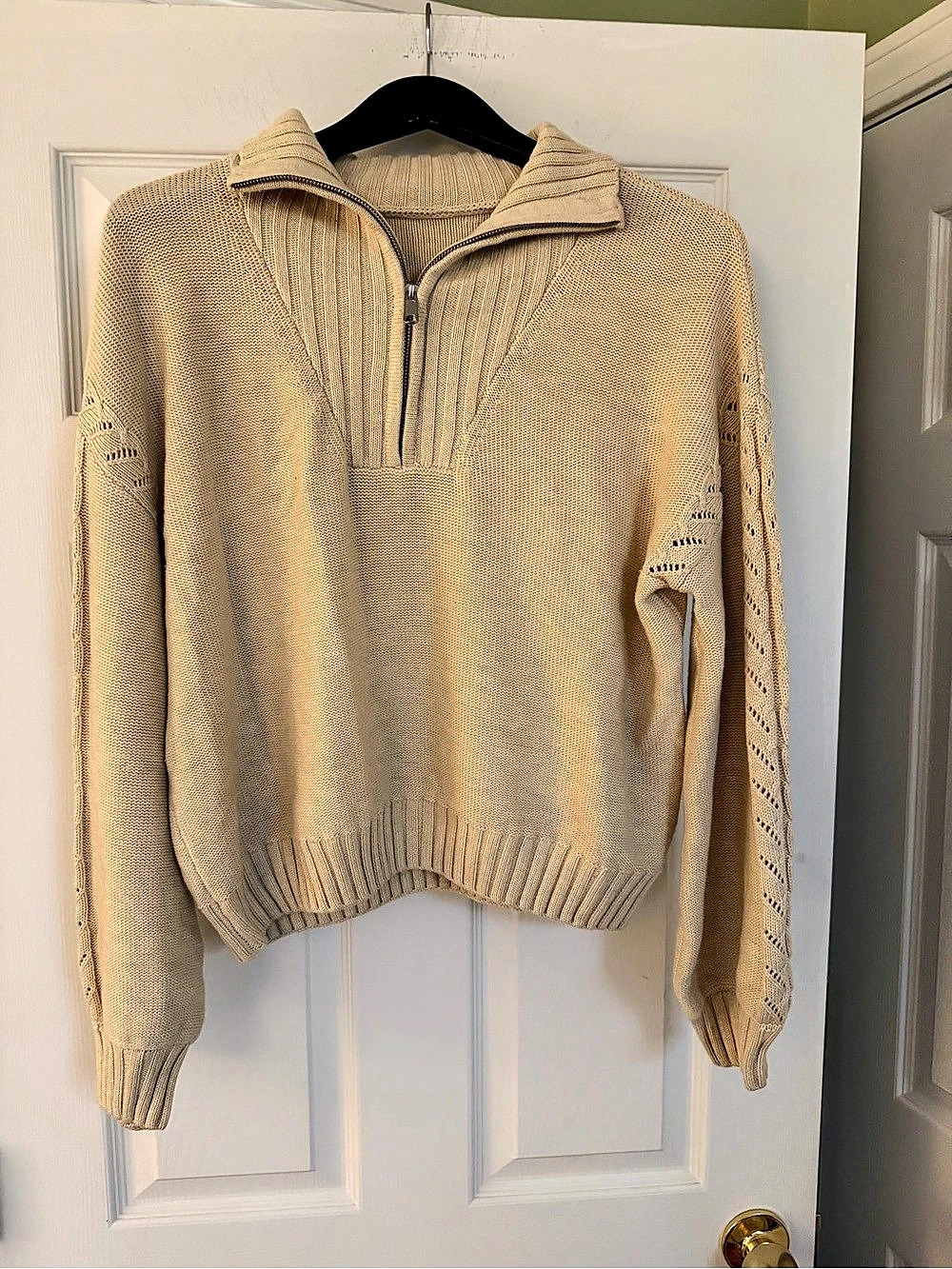 Rip Curl Cream Quarter-Zip Knit Sweater